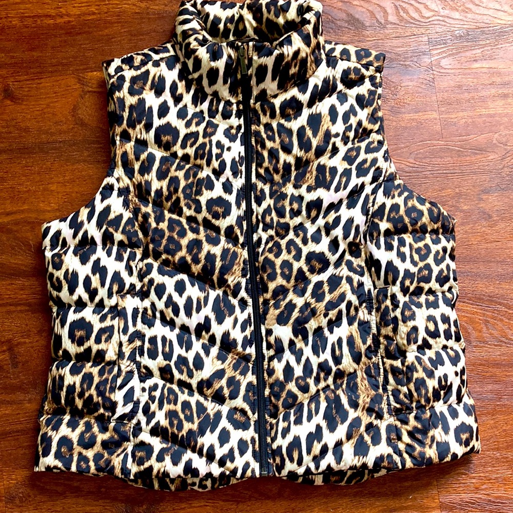 Puffer Vest Lands end size Large zip front animal print NWOT